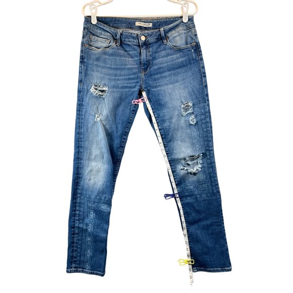 Mavi Jeans Co. Womens Size 30 Distressed Straight Bohemian Tribal Print Denim - Picture 14 of 16